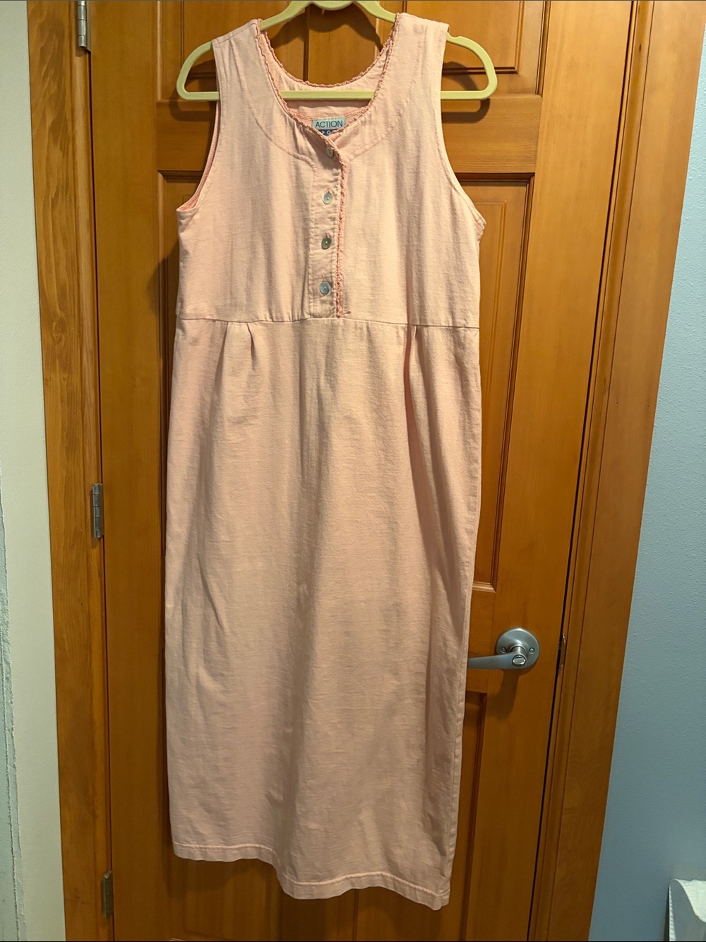 Sleeveless Maxi Dress with Button-Front in Light Pink